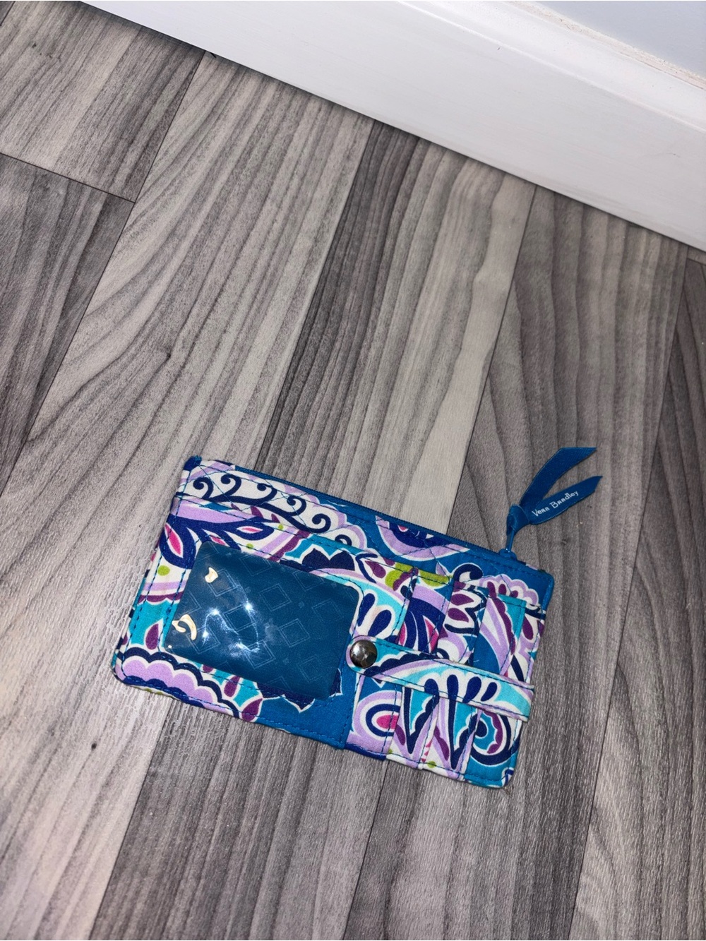 Vera Bradley Teal Purple Floral Cardholder Wallet
